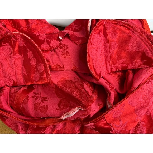 Women's Molly Malloy Vintage 12 Kimono Floral Red Asian Geisha Maxi Sheath Dress - Picture 12 of 12